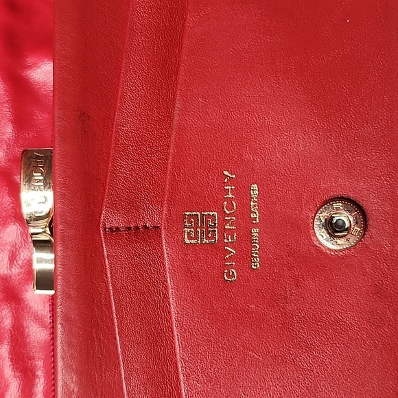 Host pick😍 Givenchy Quilted Long Flap Wallet Red Lambskin converter Crossbody - Picture 7 of 16